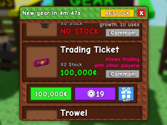 Grow a Garden Trading Ticket